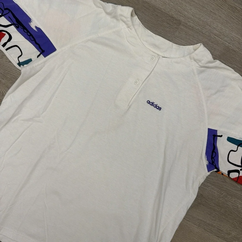 Vintage 90s Adidas Stefan Edberg Tennis Shirt Mens M Abstract Graphic ATP Polo
